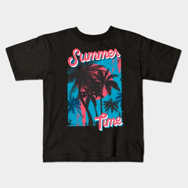 Summer Time Kids T-Shirt by Myartstor 